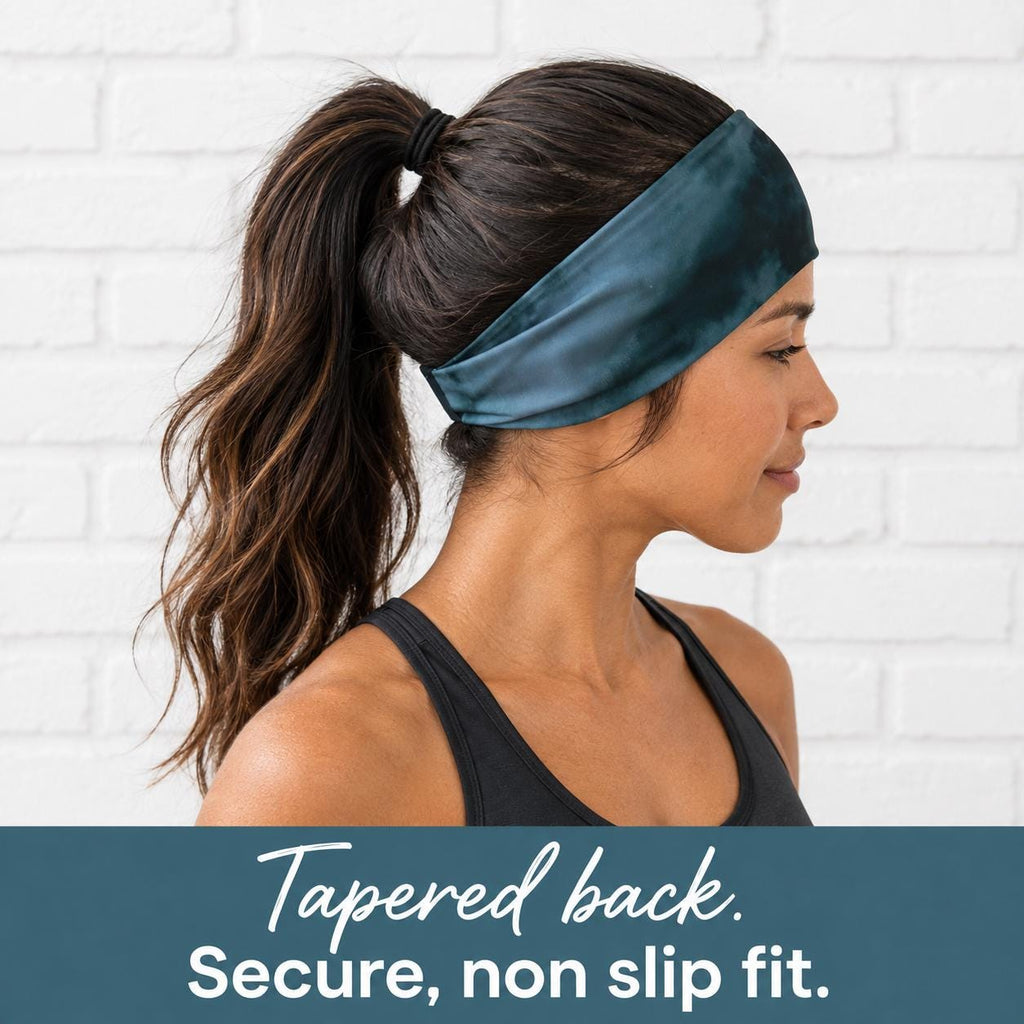 Green Tie Dye Running Headband. Moisture-Wicking Workout Hairband. Wide Workout Headband. Gift for runners. Halloween Headband