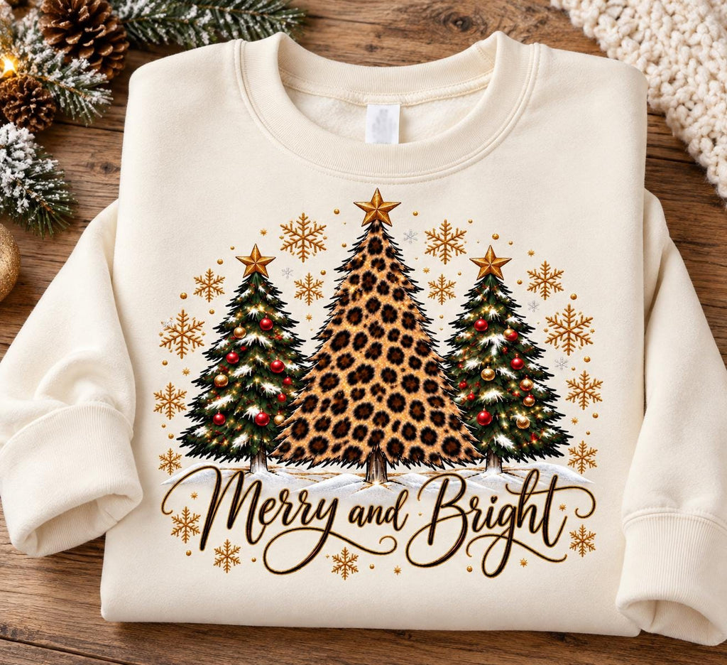 Christmas Tree Sweatshirt, Leopard Print Holiday Crewneck,  Cheetah Print Holiday Sweatshirt, Cozy Christmas Pullover. Christmas Shirt