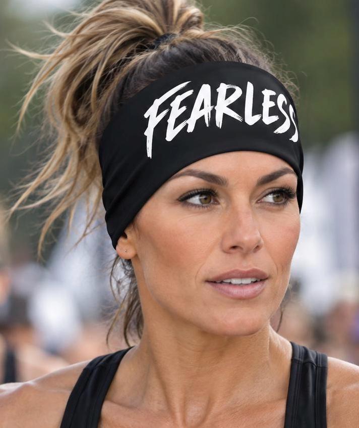 Fearless Moisture Wicking Headband. Marathon Headband. Running Headband for Women. Race Day Headband. Marathon Gift for Runner.