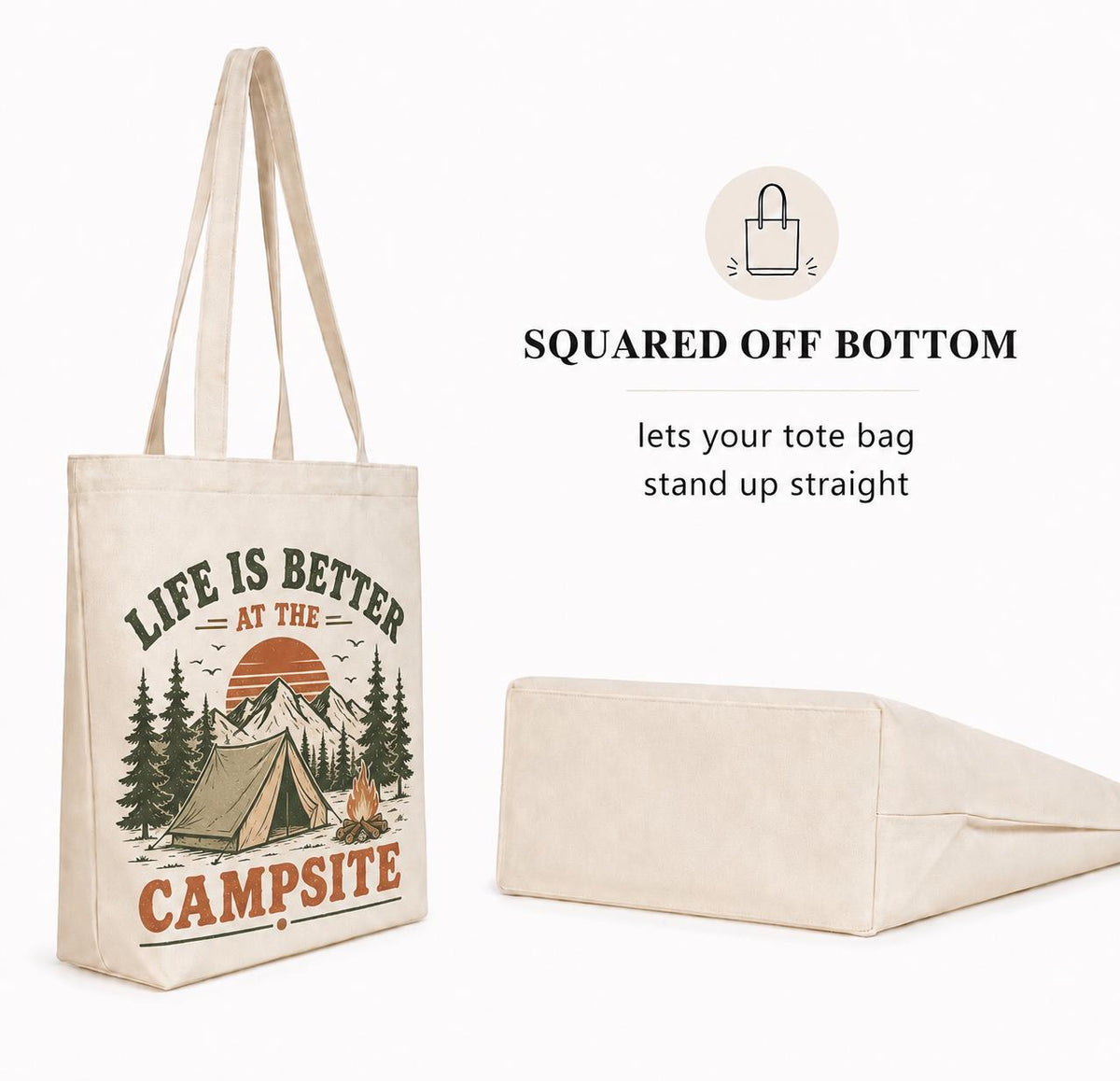 Camping Tote Bag, Life Is Better at the Campsite Tote Bag, Camping Gift for Her, Camper Canvas Bag, Glamping Tote, Nature Lover Gift