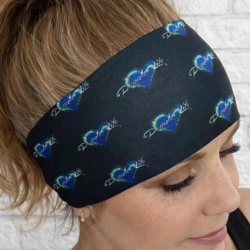Organ Donation Moisture Wicking Headband. Non Slip athletic headband. Running Headband. Runner Gift.
