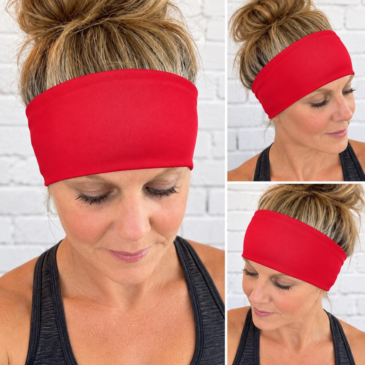 Solid Red Headband.  Red Workout Headband, Non Slip Athletic Headband, Wide Fitness Headband. Gift for Runner. Unisex Red Headband