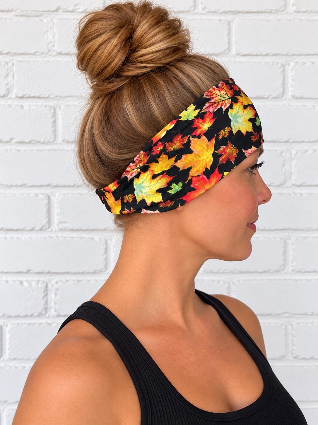 Fall Headband for Runners, Moisture Wicking Non-Slip Hiking Headband, Trail Runner Gift, Workout Headwrap. Fall Leaves Headband.