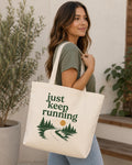 Just Keep Running Tote Bag. Runner Gift. Running Tote Bag. Race Day Bag. Marathon Gift. Half Marathon Runner Tote. Gym Bag