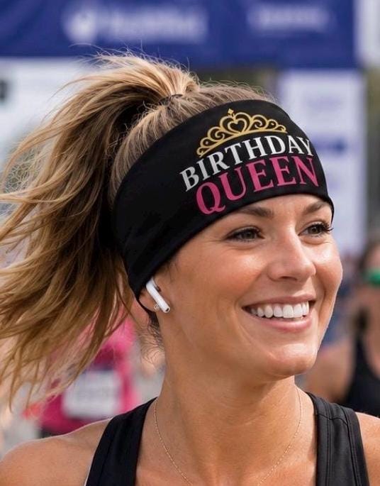Birthday Queen Workout Headband. Birthday Crew Running Headband. Running Headband. Race Day Headband. Moisture Wicking Athletic Headband.