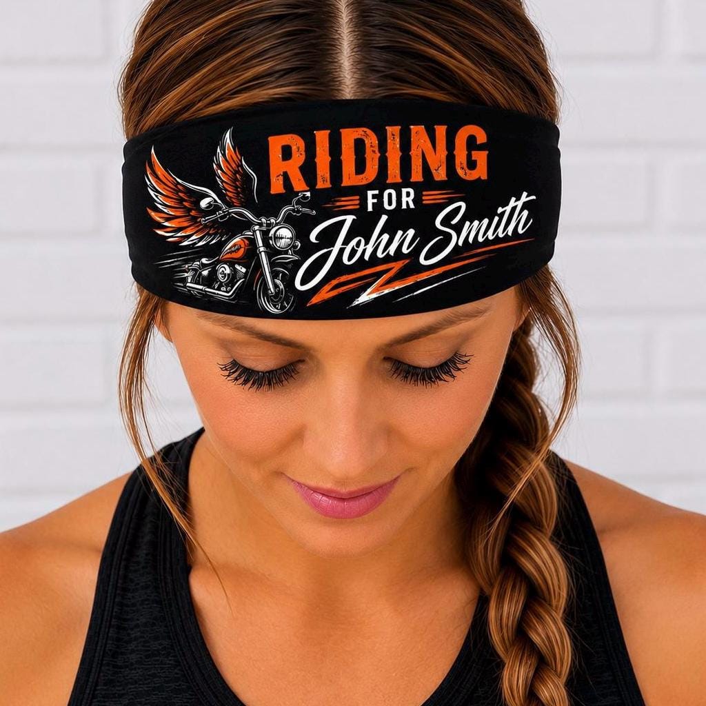 Personalized Motorcycle In Memory of Moisture Wicking Headband.  Non Slip Riding  headband. Biker Headband. Customized Headband