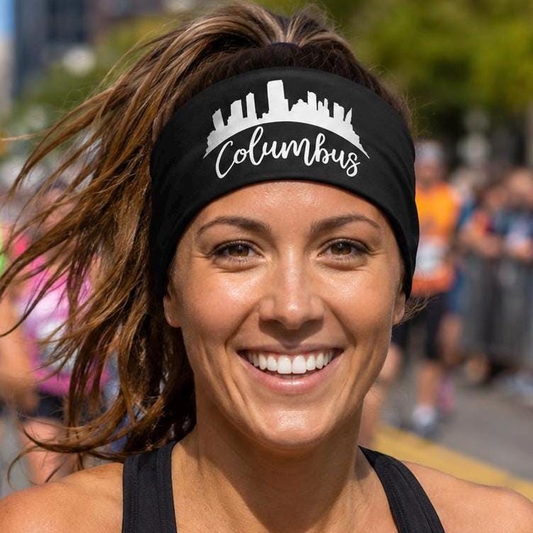 Columbus Headband. Columbus Marathon Running  Headband. Race Day Headband. Gift for Runner. Moisture Wicking Headband. Columbus Skyline
