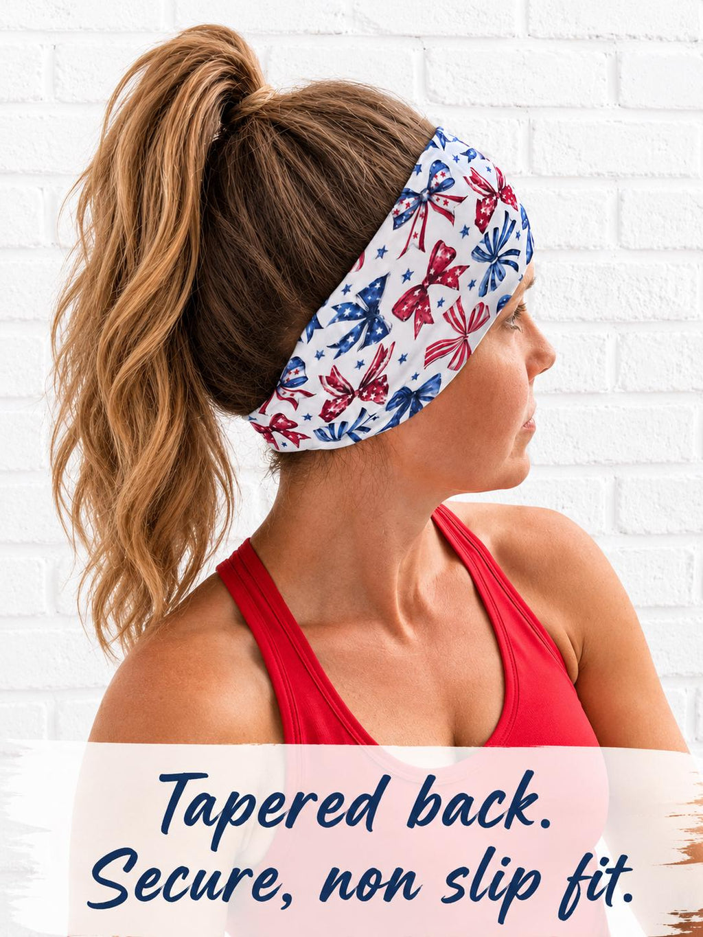 Patriotic Bows Moisture Wicking Headband. non slip Athletic Headband. Yoga Headband. 4th of July Headband. Nurse Headband. Running Headband