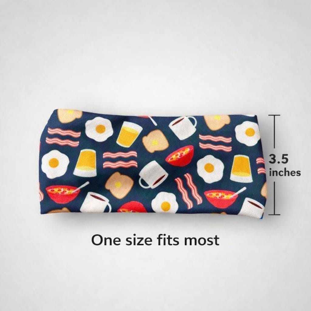 Eggs and  Bacon moisture wicking, non slip, athletic headband, Running Headband, Breakfast Headband, Headband for Cooks.