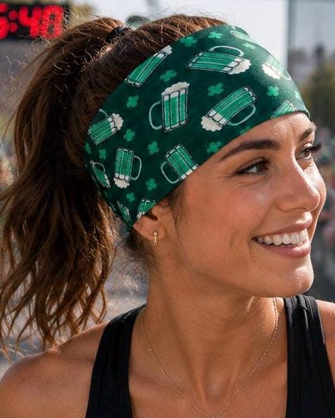 Green Beer St. Patrick's Day Moisture wicking, non slip, athletic headband. Headband for running and gym workouts. Funny headband.