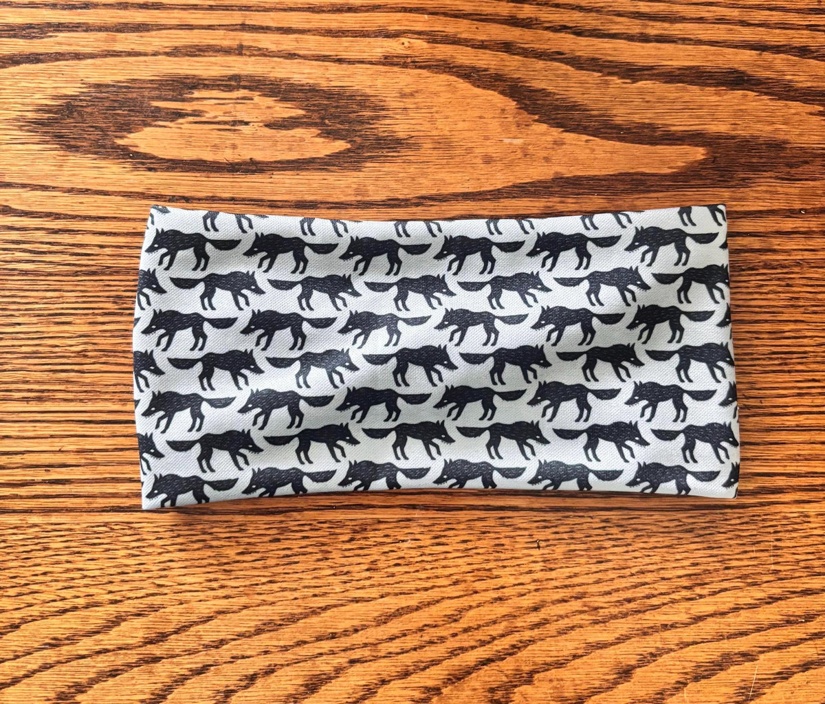 Wolf Print Athletic Headband. Wide Coverage Running Headband. Fitness Hair Band. Hiking Accessory