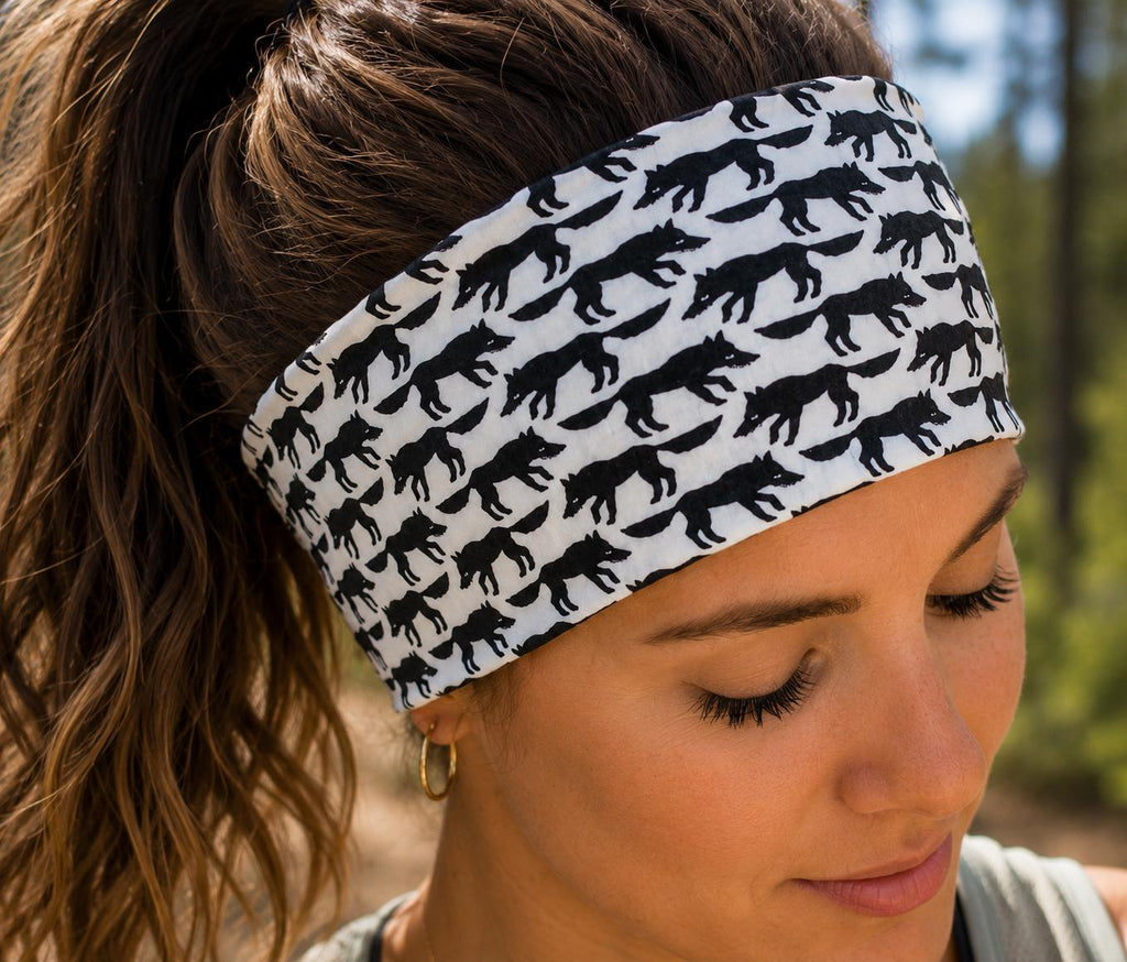 Wolf Print Athletic Headband. Wide Coverage Running Headband. Fitness Hair Band. Hiking Accessory