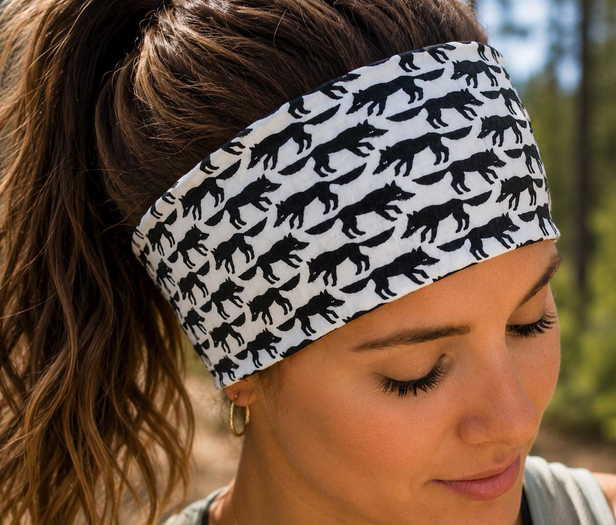Wolf Print Athletic Headband. Wide Coverage Running Headband. Fitness Hair Band. Hiking Accessory