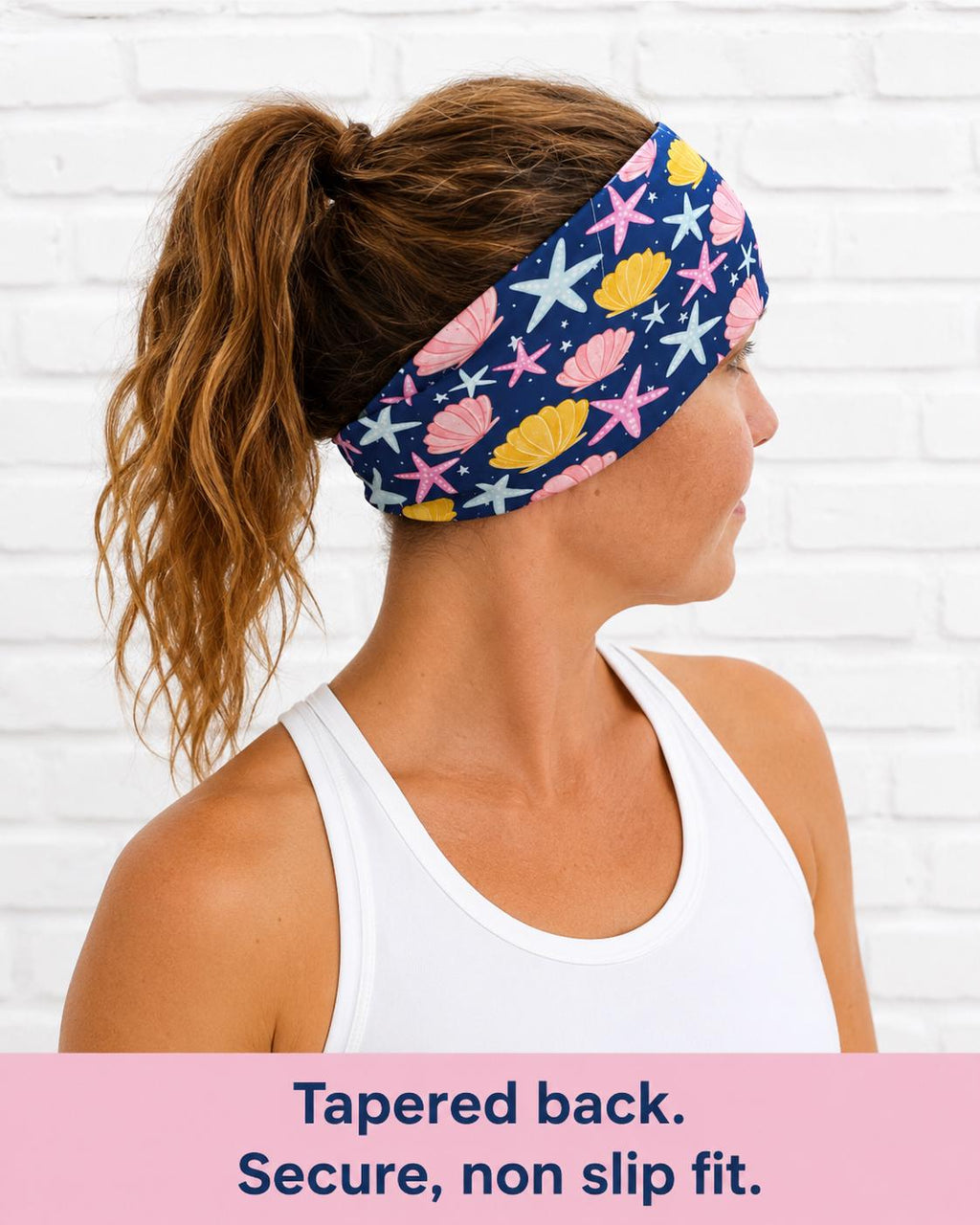 Beach Running Headband. Seashell Moisture-Wicking Headband. Starfish Headband. Gift for Runner. Tropical Headband. Vacation Race Headband