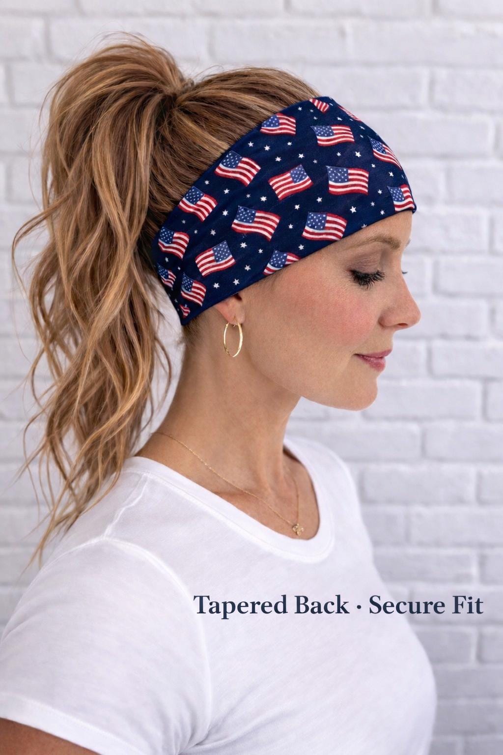 Patriotic Headband for Runners, Moisture Wicking Non-Slip Athletic Headband, 4th of July Workout Headband. Flag Headband.