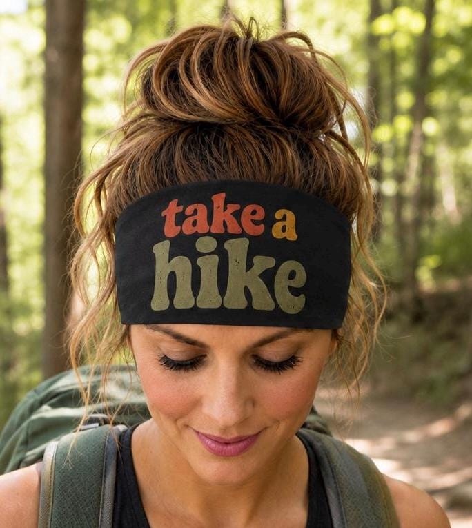 Hiking Headband. Take a Hike Headband. Retro Outdoor Hiking Headband. Gift For Hiker. Moisture Wicking Athletic Headband.