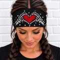 Biker Bling Headband. Motorcycle Moisture Wicking  Headband,  Headband Gift for Bikers. Skull heart Hands Headband