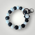 Penguin Silicone Beaded Wristlet Keychain.