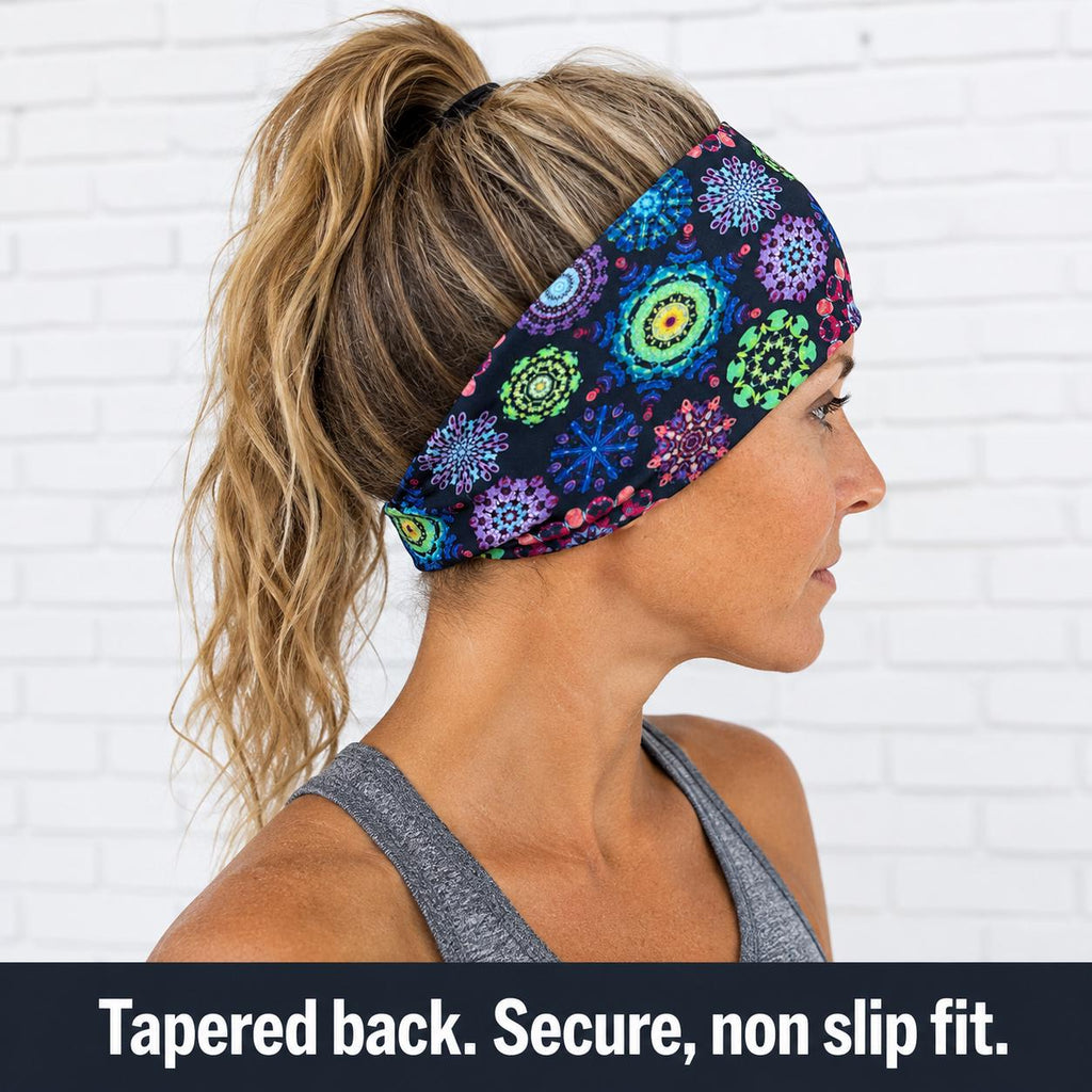Boho Running Headband. Moisture-Wicking Workout Headband. Mandala Headband. Gift for Runner. Gym Workout headband. Florist Headband