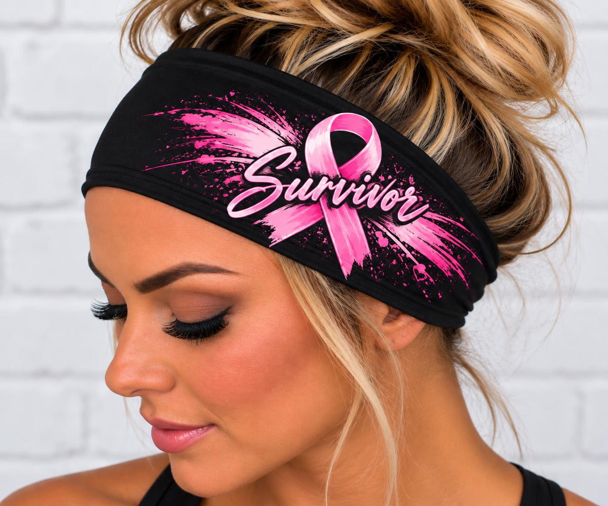 Breast Cancer Headband. Breast Cancer Running Headband for Women. Race Day Headband. Gift for Cancer Survivor. Moisture Wicking Headband.