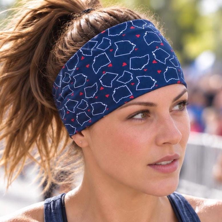 Ohio moisture wicking, non slip, athletic headband. Headband for runners, nurses, and teachers. Workout headband for Gym. Heart of Ohio Gift