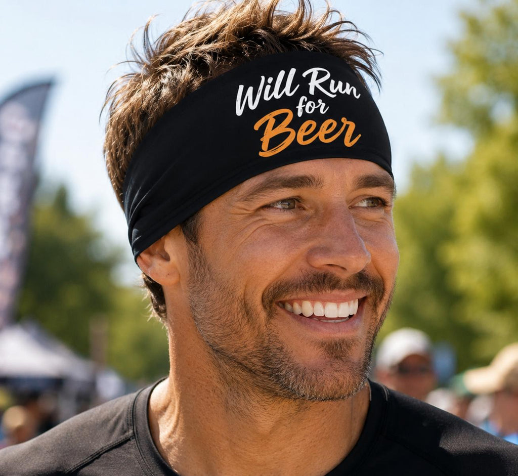 Will Run for Beer Running Headband. Funny Running Headband. Beer Mile Headband. Beer Run Race Headband. Runner Gift.