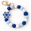 Christmas Silicone Beaded Wristlet Keychain. Holiday Beaded Keychain.  Keychain Bracelet. Christmas Keychain. Snowflake Keychain