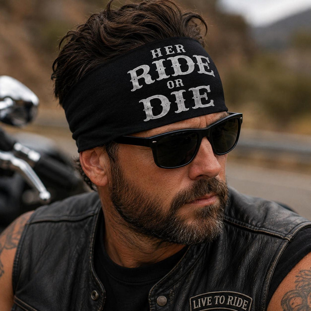 Biker Bling Headband. Motorcycle Moisture Wicking  Headband. Headband Gift for Bikers. His Ride or Die Headband. Custom Motorcycle Headband