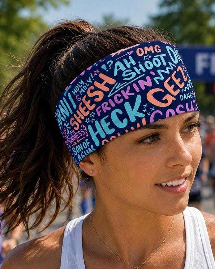 Funny Running Headband – Wide Non Slip Workout Headband – Moisture Wicking Headband for Runners. Swear Words Headband. Gift for Nurses