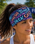 Funny Running Headband – Wide Non Slip Workout Headband – Moisture Wicking Headband for Runners. Swear Words Headband. Gift for Nurses