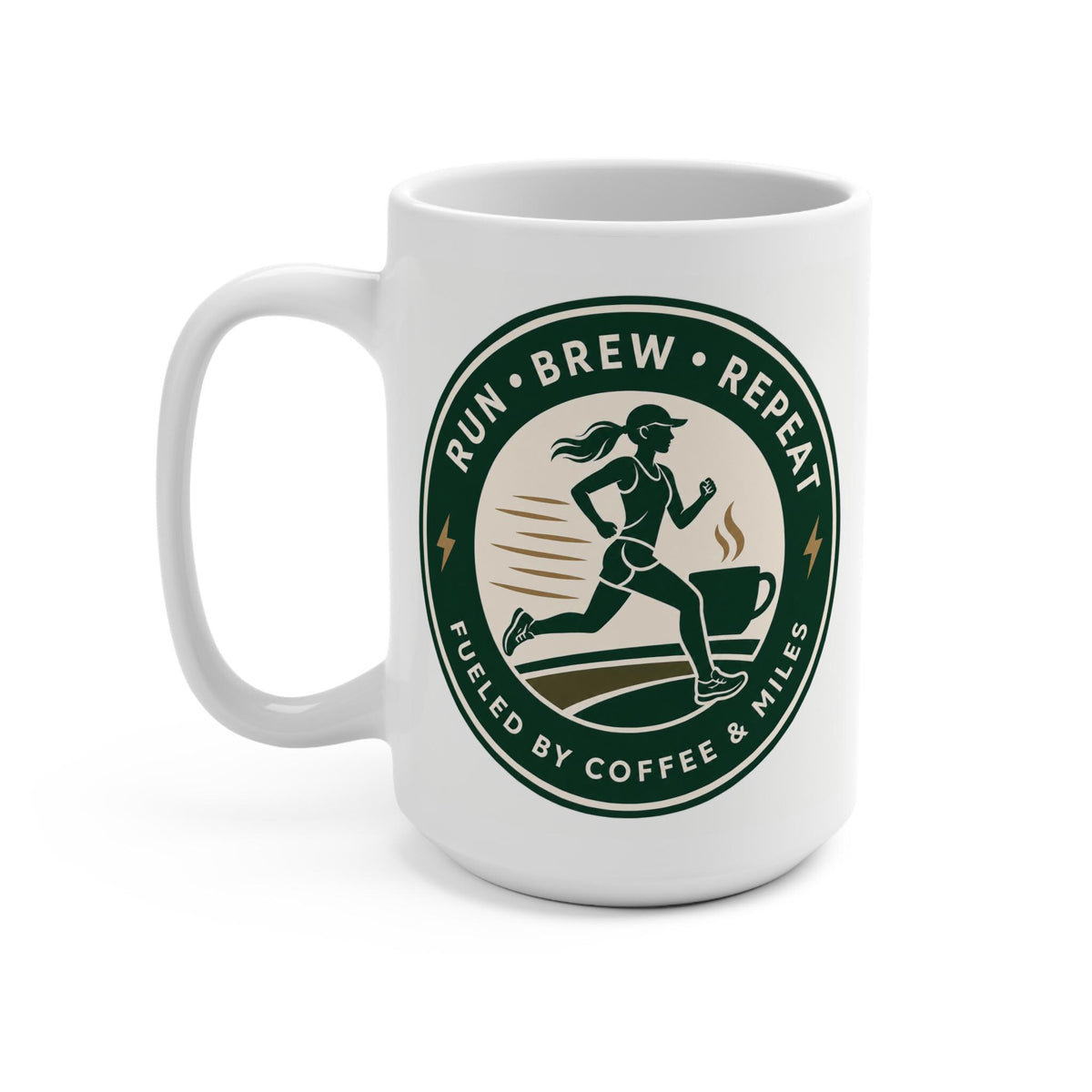 Running Mug for Coffee Lovers, Run Brew Repeat Mug, Gift for Runners, Marathon Gift, Funny Running Coffee Cup, Fitness Gift Idea