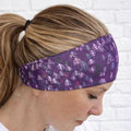 Pine Tree Print Headband for Runners, Moisture Wicking Non-Slip Athletic Headband, Trail Runner Gift, Workout Headwrap. Purple Headband