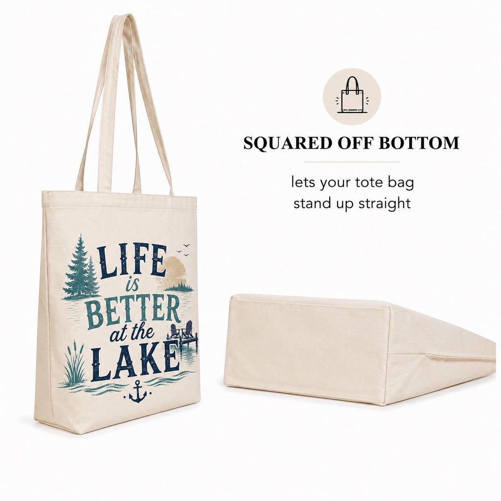 Lake Life Tote Bag, Life Is Better at the Lake Tote Bag, Lake Gift for Her, Lake Life Canvas Bag, Glamping Tote, Nature Lover Gift