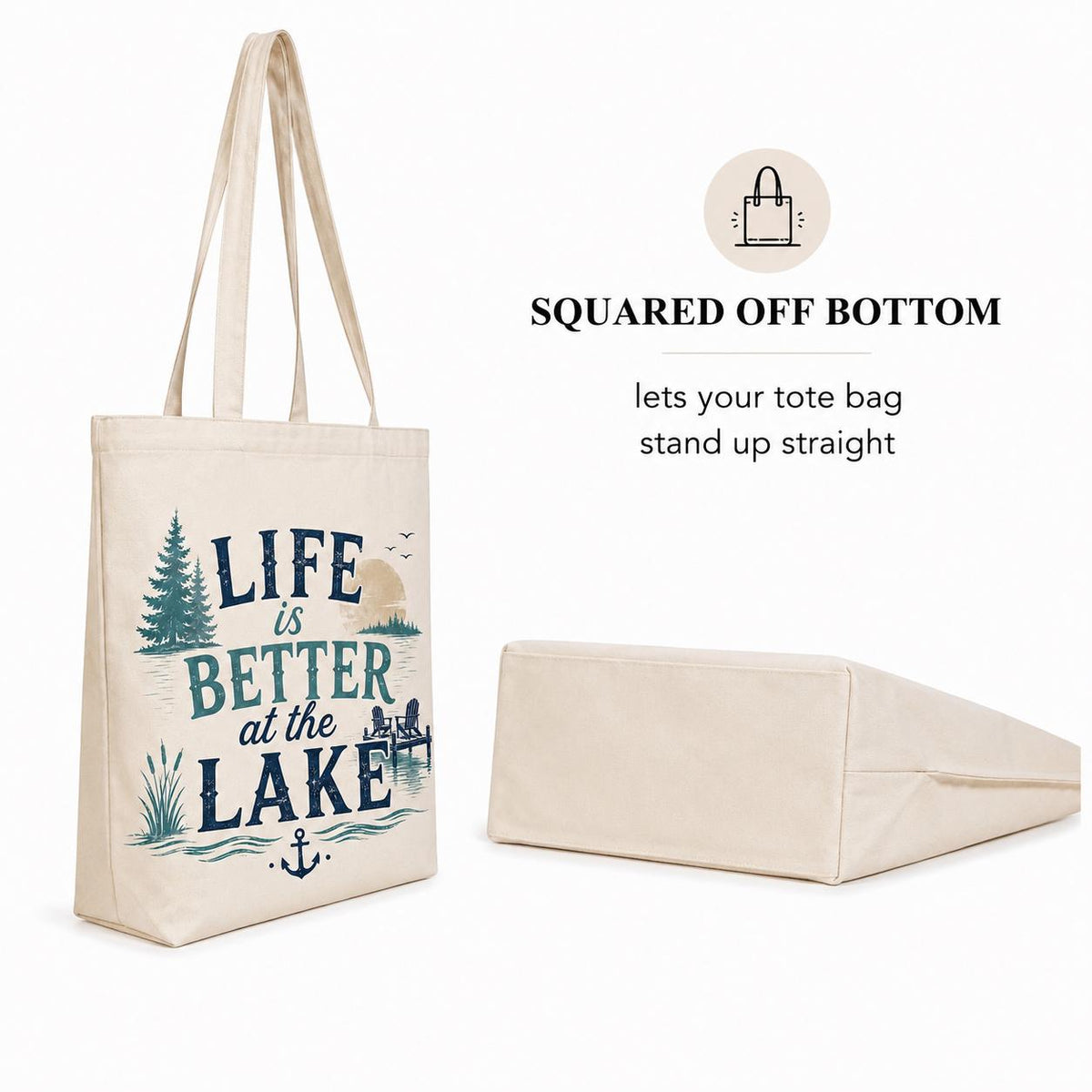 Lake Life Tote Bag, Life Is Better at the Lake Tote Bag, Lake Gift for Her, Lake Life Canvas Bag, Glamping Tote, Nature Lover Gift