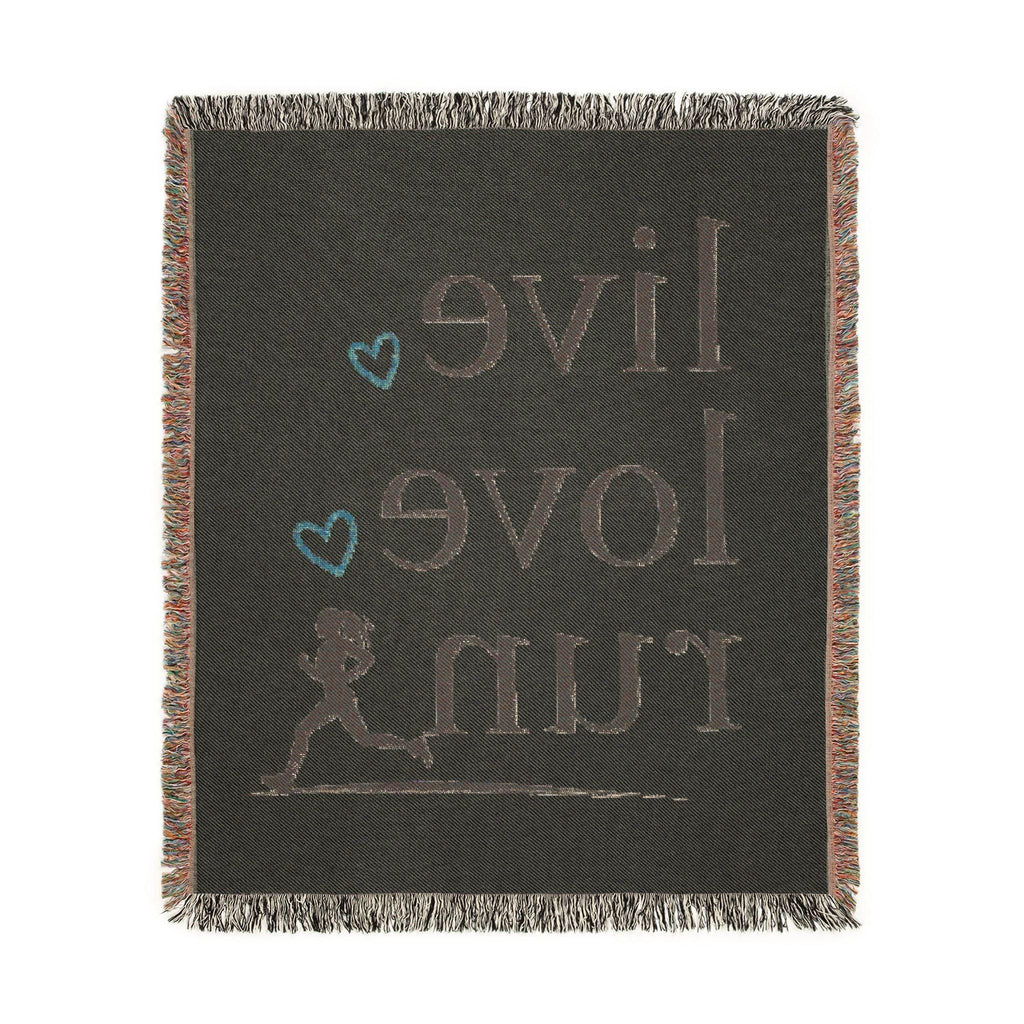 Live Love Run Blanket, Runner Throw Blanket, Cozy Running Gift for Her, Woven Couch Blanket, Marathon Runner Home Decor, Neutral Runner Gift