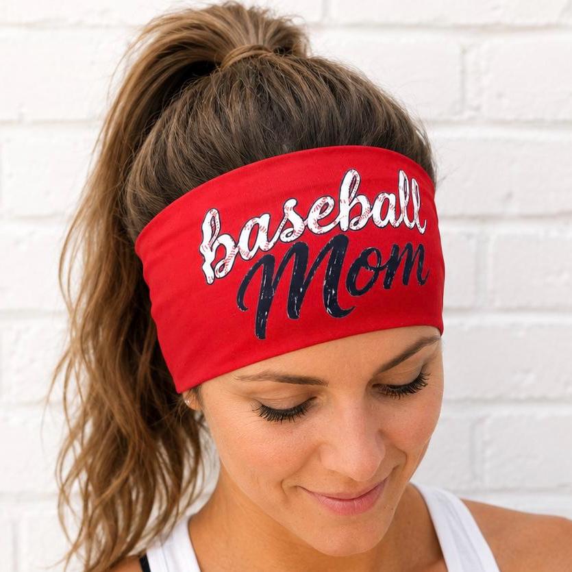 Baseball Mom Headband. Baseball headband for mom.Non Slip Athletic Headband. Wide Mom Headband. Gift for Baseball Mom. Red Baseball Headband