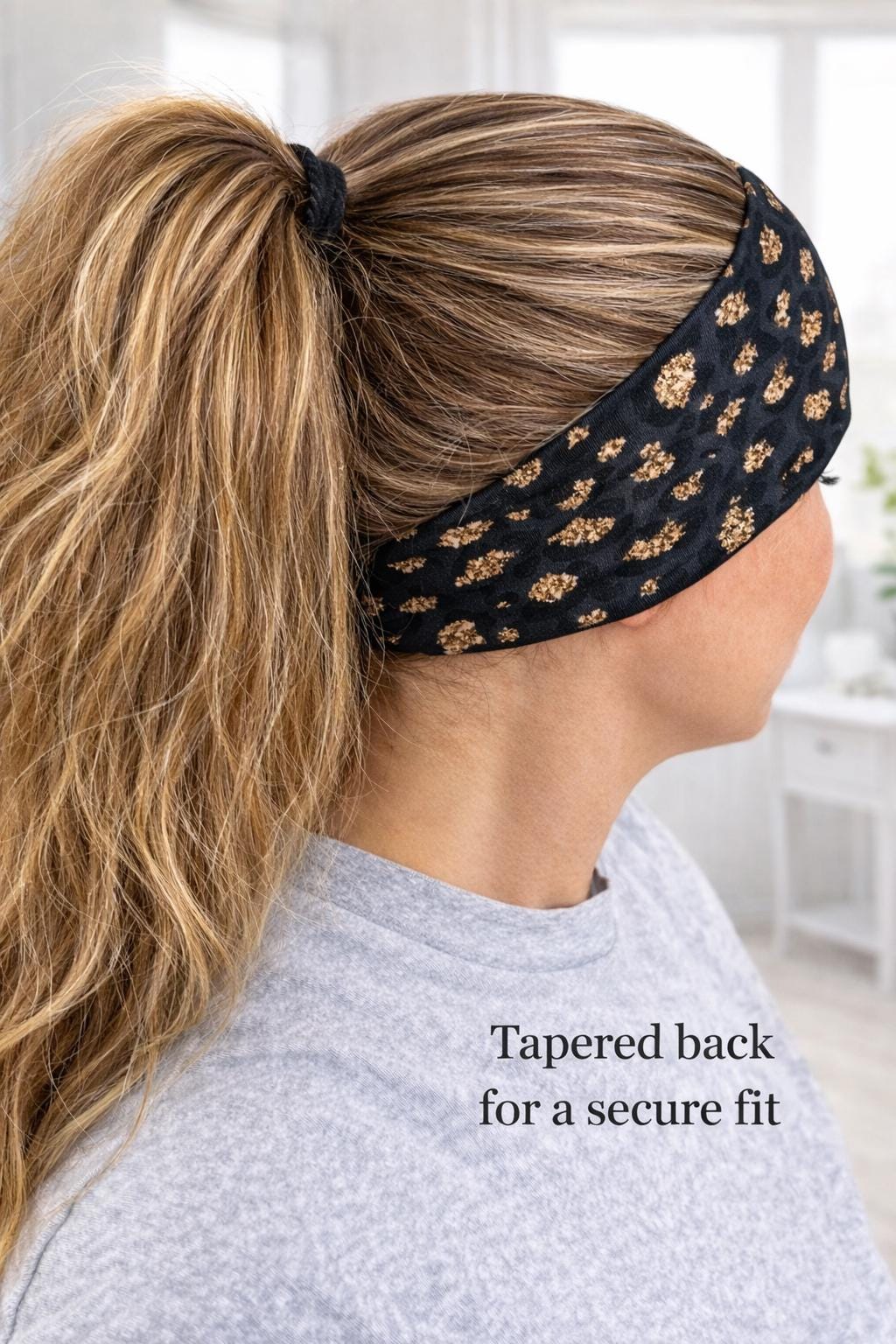 Leopard Print Headband for Women, Non Slip Athletic Headband, Moisture Wicking Workout Headband for Running Gym Yoga