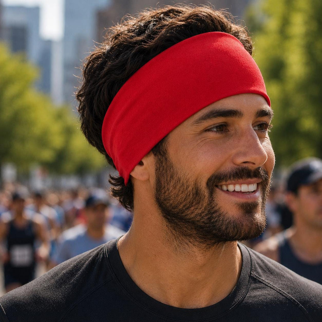 Solid Red Headband.  Red Workout Headband, Non Slip Athletic Headband, Wide Fitness Headband. Gift for Runner. Unisex Red Headband