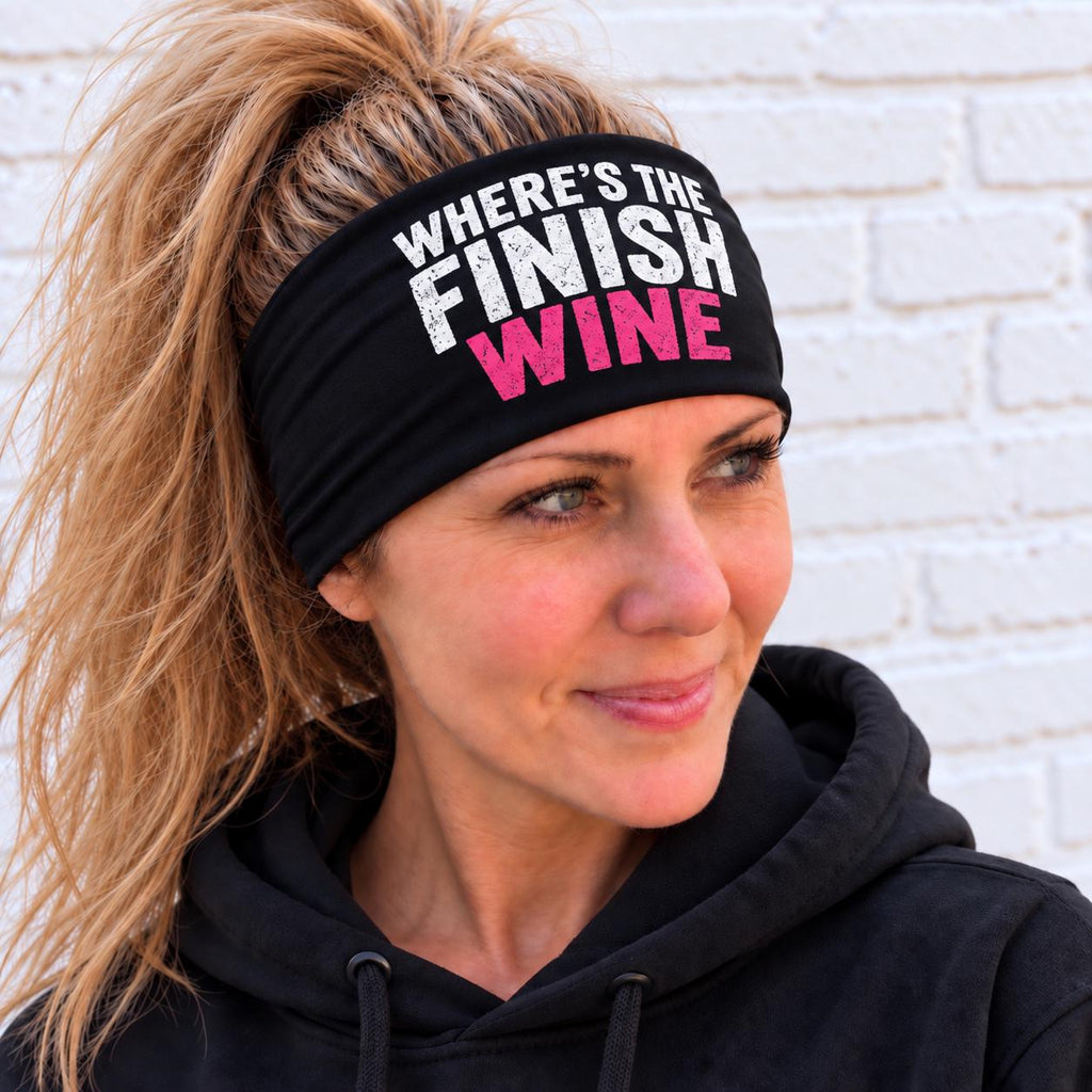 Wine Running Headband. Where’s the Finish   Headband. Athletic Headband. Unisex Runner Gift. Workout Headband. Funny Running Headband