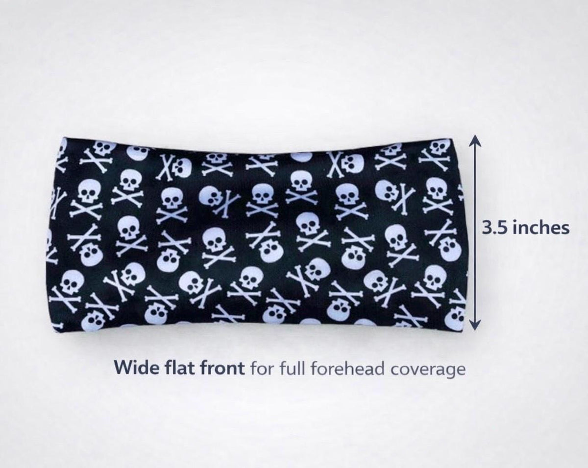 Motorcycle Skull Headband, Helmet Hair Headband, Sweat Wicking Biker Headband, Non Slip Riding Headband, Skull Crossbones Headwrap
