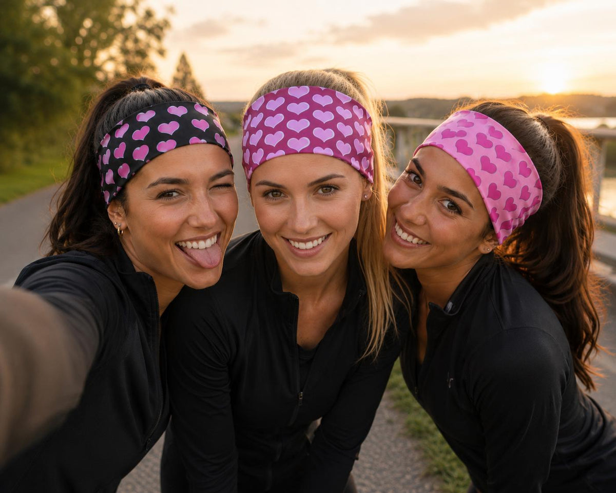 Valentine’s Day Hearts moisture wicking, non slip, athletic headband, Running Headband, Women’s Headband. Headband for Moms. Heart Headband.