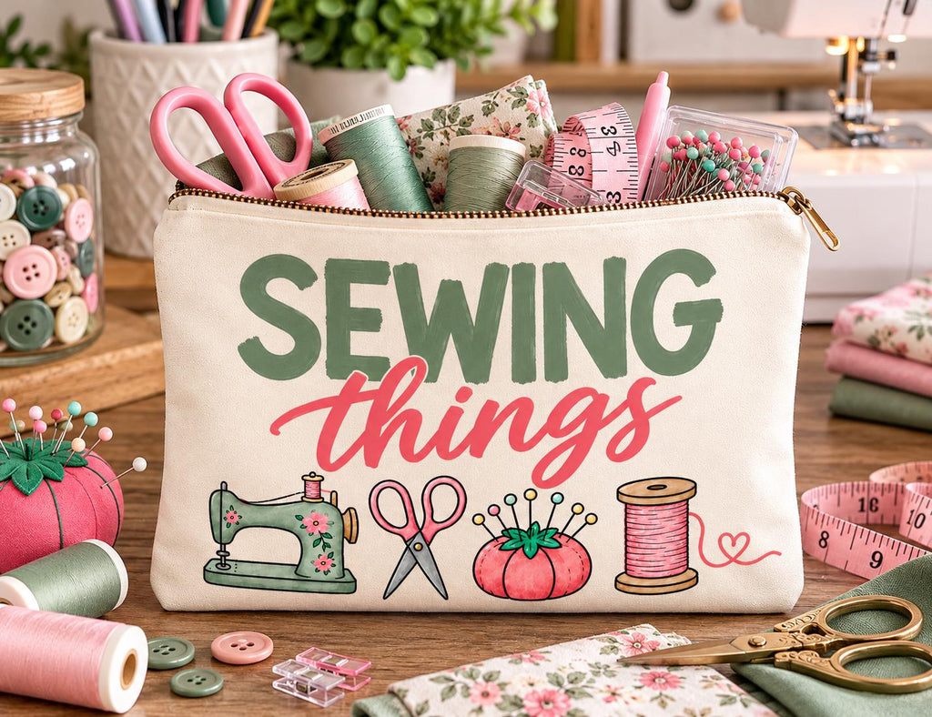 Sewing Zipper Pouch. Sewing Gift Bag.  Sewing Weekend Travel Bag. Makeup Pouch. Sewing Essentials Pouch. Sewing Gift.