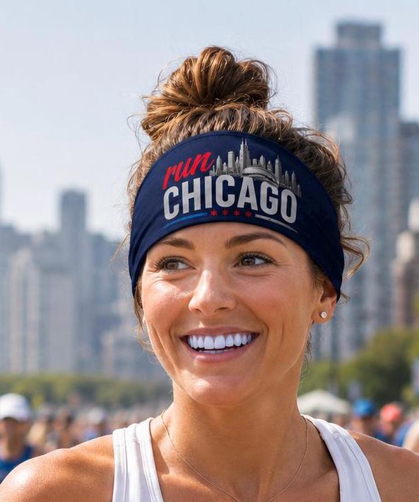 Run Chicago Headband. Chicago Marathon Headband. Running Headband. Race Day Headband. Moisture Wicking Athletic Headband. Chicago Headband
