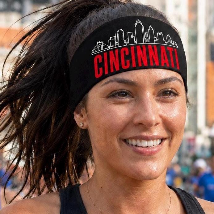 Cincinnati Headband. Cincinnati Running Headband. Race Day Headband. Gift for Runner. Moisture Wicking Sports Headband. Cincinnati Skyline