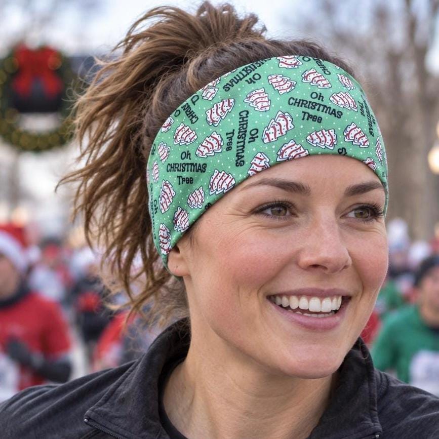 Christmas Cakes moisture wicking, non slip, athletic headband, Running Headband, Holiday Headband,  Christmas Workout  Headband