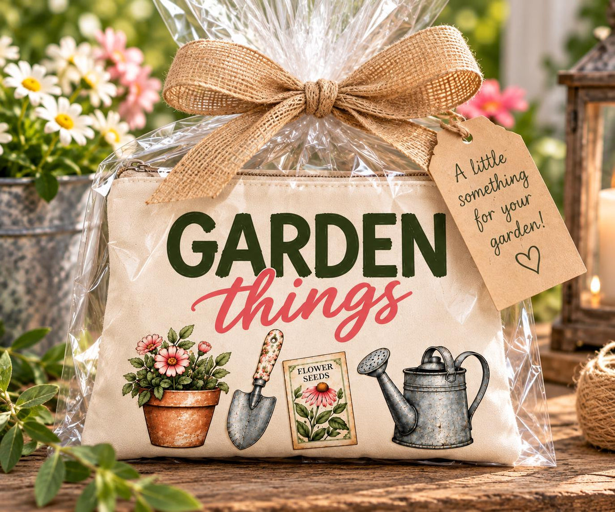 Garden Things Zipper Pouch. Garden Gift Bag. Gardening Gift for Women. Gift for Gardening Friend.  Canvas Garden Bag.