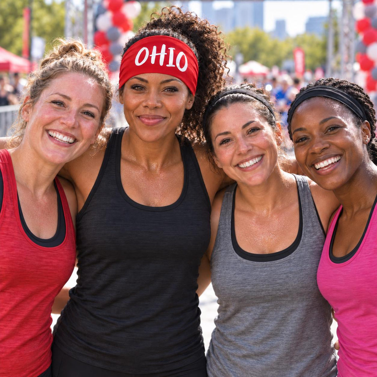 Ohio Headband.  Ohio Red Workout Headband, Non Slip Athletic Headband, Wide Fitness Headband. Gift for Runner. Unisex Ohio Headband.