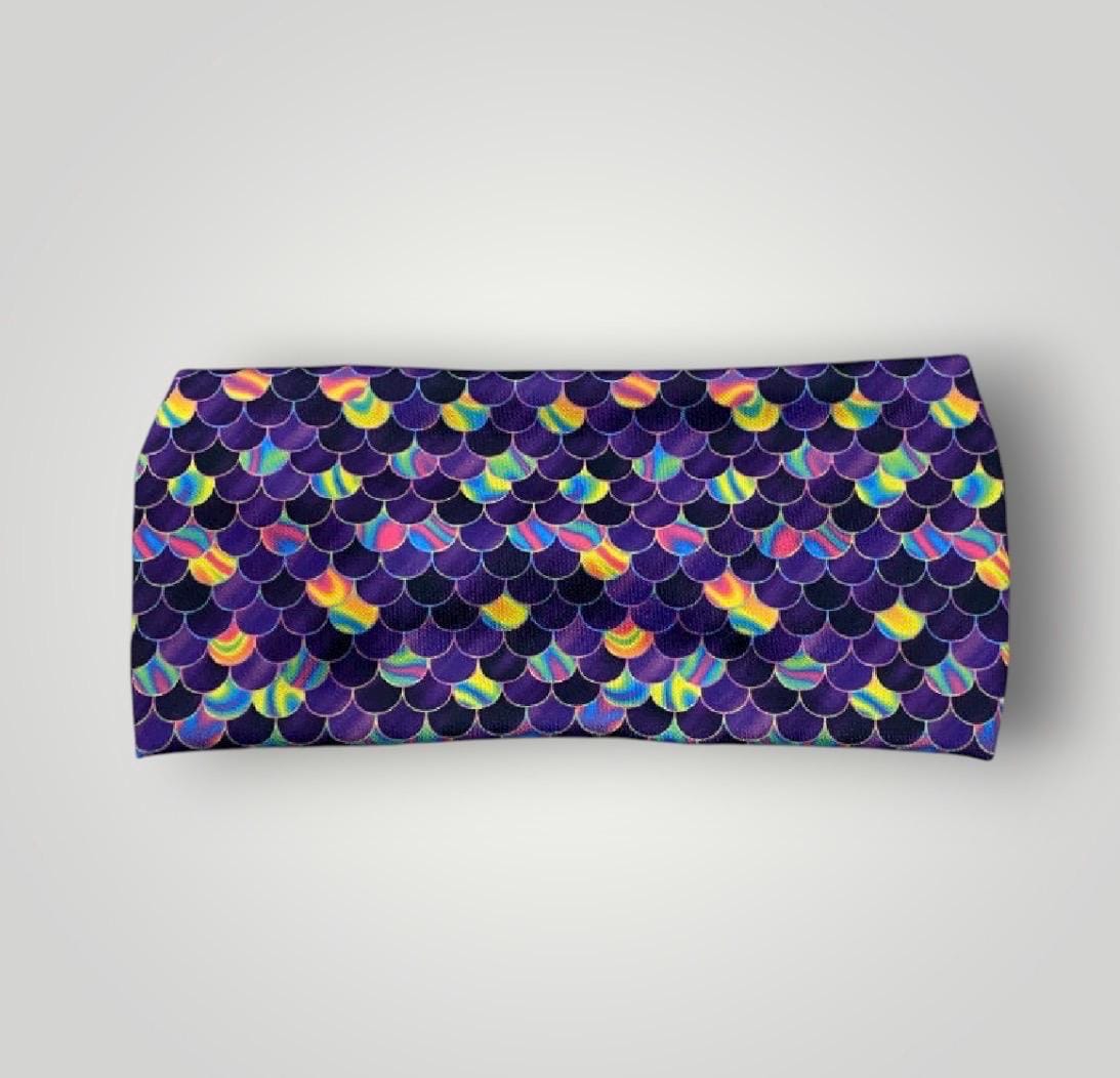 Iridescent Mermaid moisture wicking, non slip, athletic headband, Running Headband. Womens workout headband. Yoga Headband. Nurse Headband.