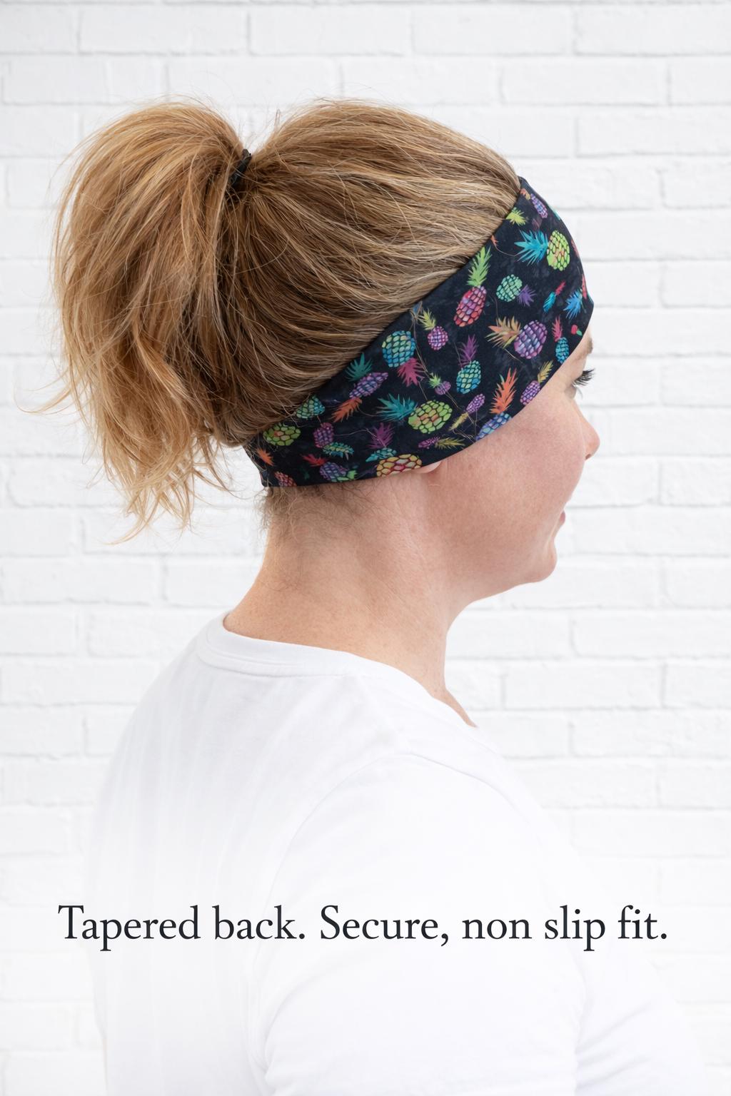 Pineapple moisture wicking, non slip, athletic headband, Running Headband, Nurse Headband. Womens workout headband. Yoga headband.Stand Tall