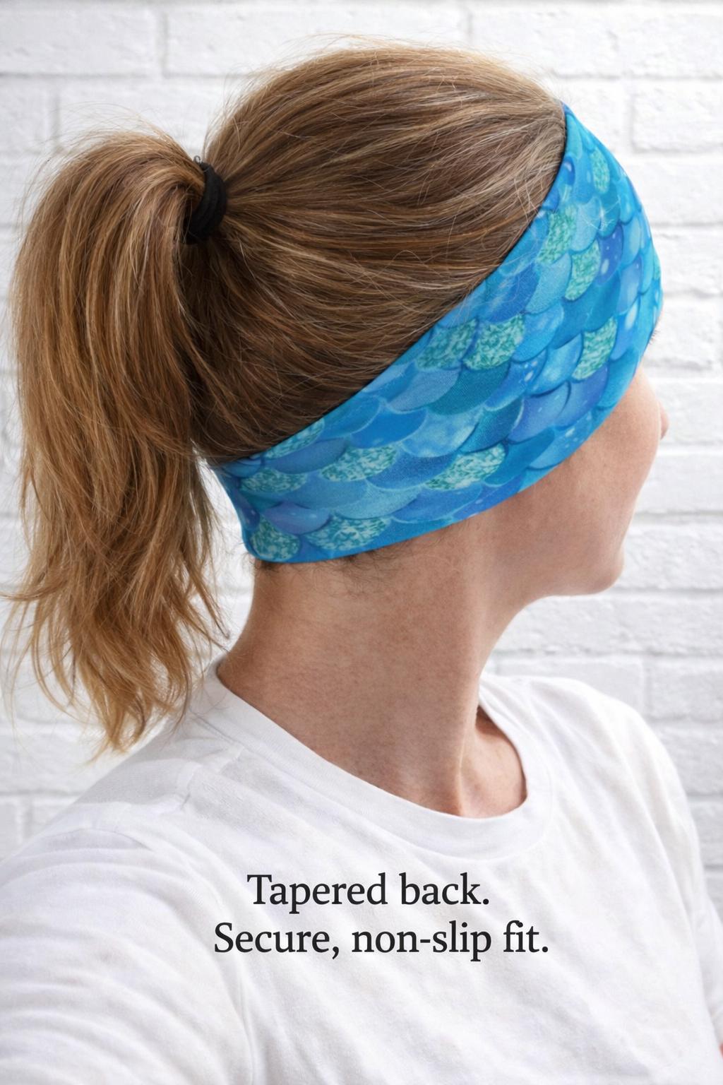 Mermaid moisture wicking, non slip, athletic headband. Headband for nurses, teachers, and runners. Gym workout headband.